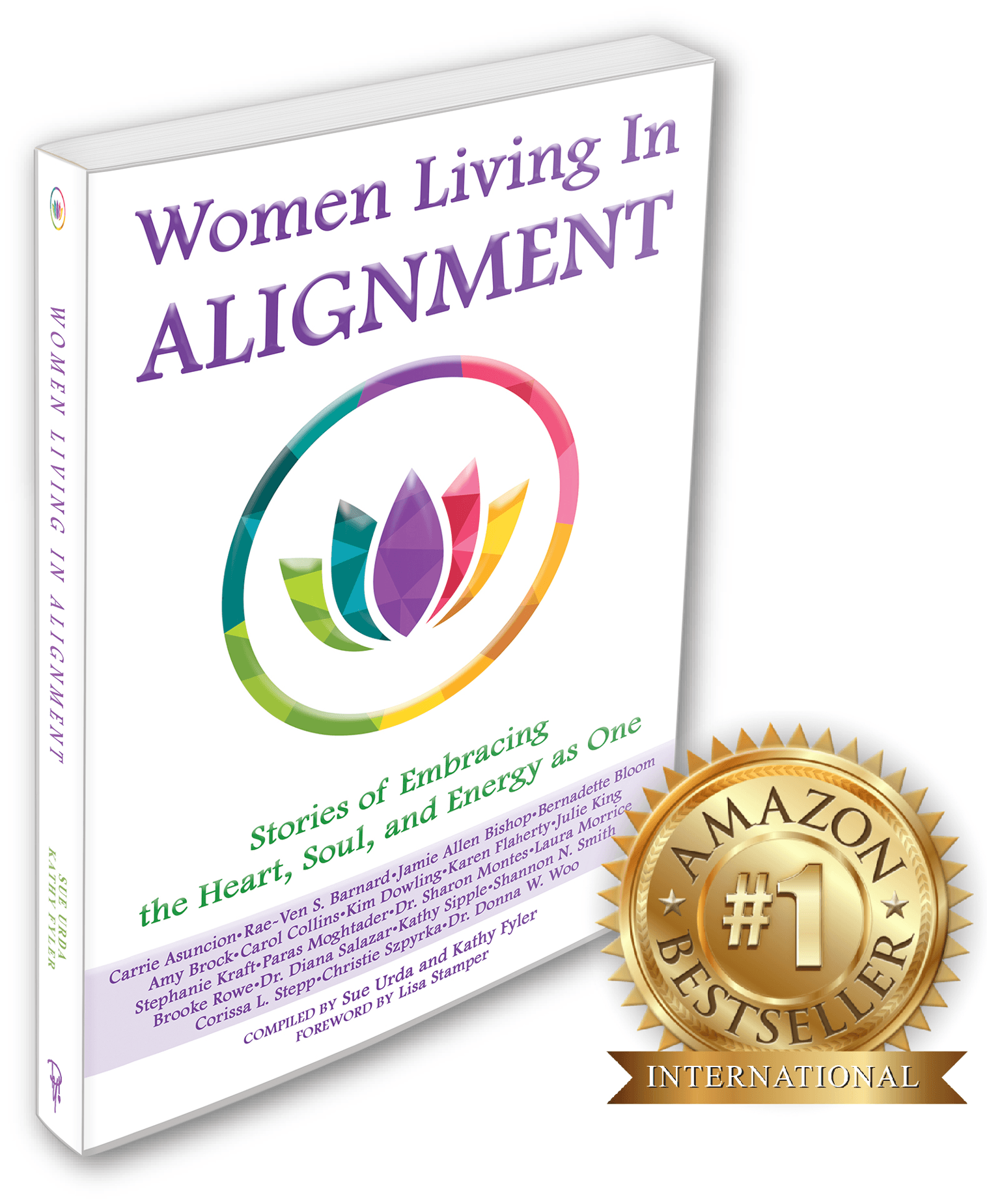 Women Living In Alignment book cover with #1 Amazon International Best Seller Sticker